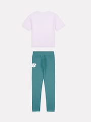 New Balance Purple Stacked Logo T-Shirt and Leggings Set - Image 8 of 11