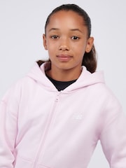 Rosa - New Balance Small French Terry Logo Full Zip Hoodie - Imagen 4 de 8