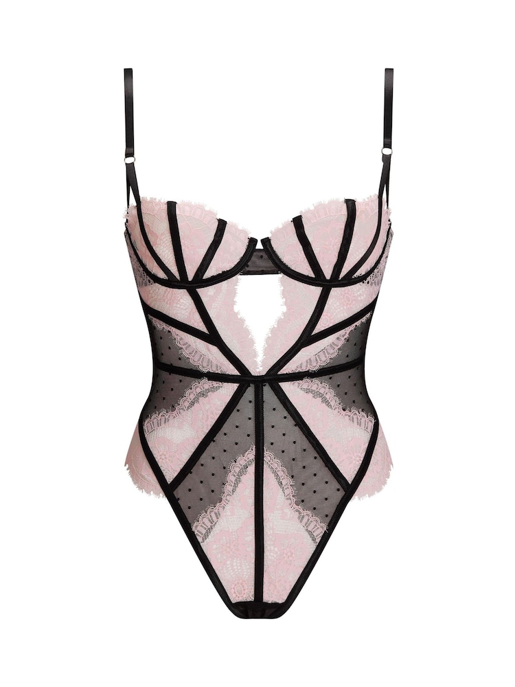 Ann Summers Black Secret Seduction Lace and Spot Mesh Crotchless Body - Image 5 of 5