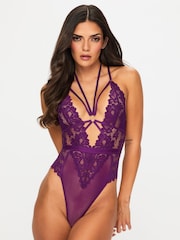 Ann Summers Purple Confession Lace And Mesh Crotchless Body - Image 1 of 5