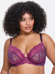 Ann Summers Purple DD+ Non Pad Plunge Sexy Lace Underwired Bra - Image 3 of 5