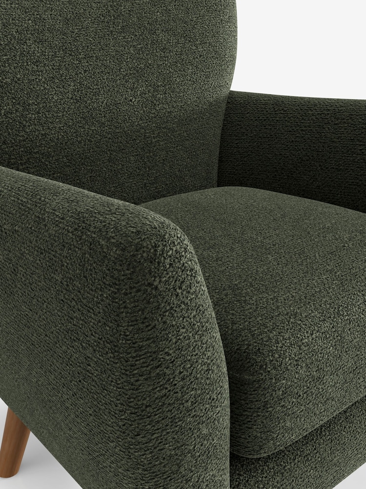 Boucle Chenille Dark Moss Green Wilson Highback Armchair - Image 4 of 4