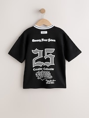 Black Graphic Varsity Short Sleeve T-Shirt (3-16yrs) - Image 2 of 4