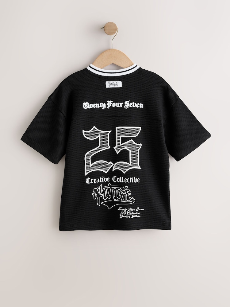 Black Graphic Varsity Short Sleeve T-Shirt (3-16yrs) - Image 2 of 4