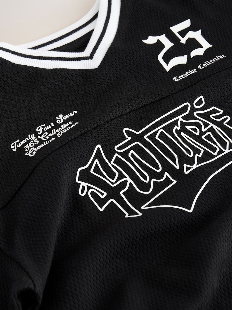 Black Graphic Varsity Short Sleeve T-Shirt (3-16yrs) - Image 4 of 4