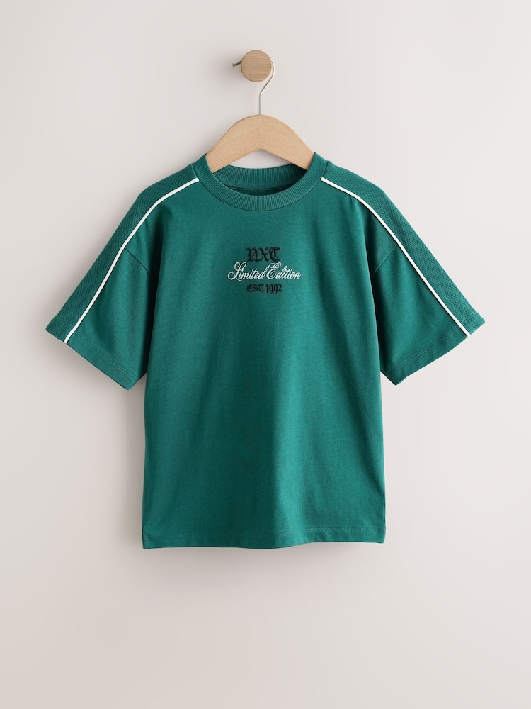 Green Piping Short Sleeve Graphic T-Shirt (3-16yrs) - Image 1 of 4 Green Piping Short Sleeve Graphic T-Shirt (3-16yrs) - Image 1 of 4