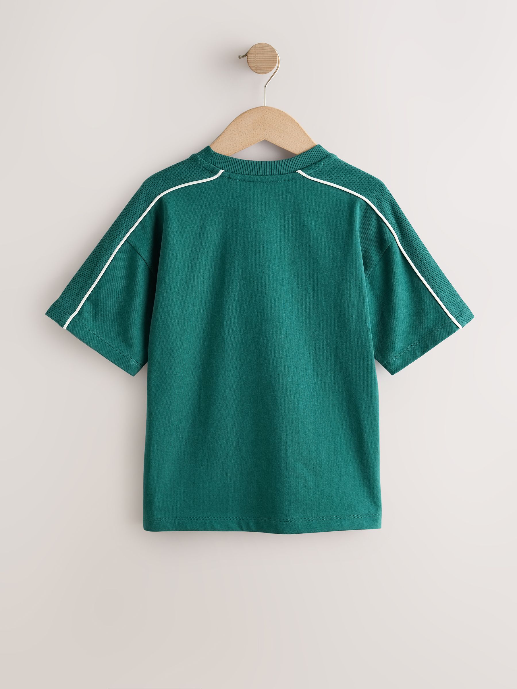 Buy Green Piping Short Sleeve Graphic T-Shirt (3-16yrs) from the
