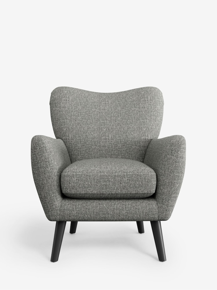 Chunky Boucle Easy Clean Mid Grey Wilson Highback Armchair - Image 2 of 4