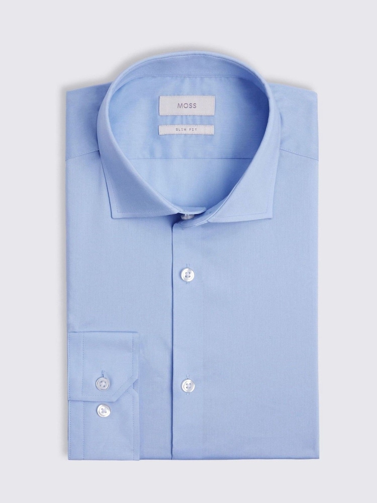 MOSS Slim Fit Blue Sky Stretch Shirt - Image 3 of 3 MOSS Slim Fit Blue Sky Stretch Shirt - Image 3 of 3