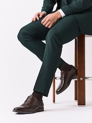 Brown Standard Fit Derby Shoes with Navy Contrast Sole - Image 1 of 7