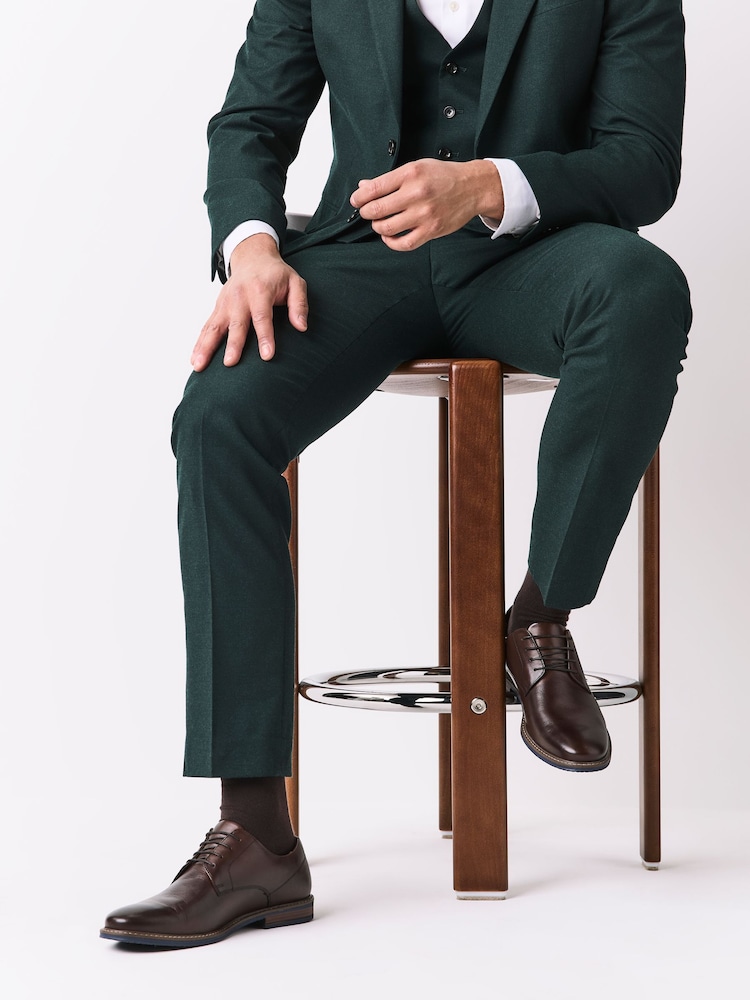 Brown Standard Fit Derby Shoes with Navy Contrast Sole - Image 2 of 7