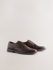 Brown Standard Fit Derby Shoes with Navy Contrast Sole - Image 4 of 7