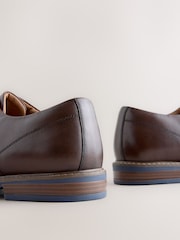 Brown Standard Fit Derby Shoes with Navy Contrast Sole - Image 6 of 7