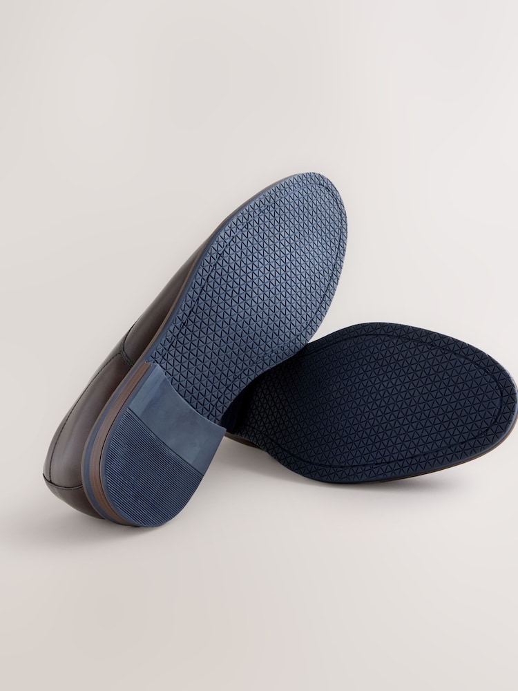 Brown Standard Fit Derby Shoes with Navy Contrast Sole - Image 7 of 7