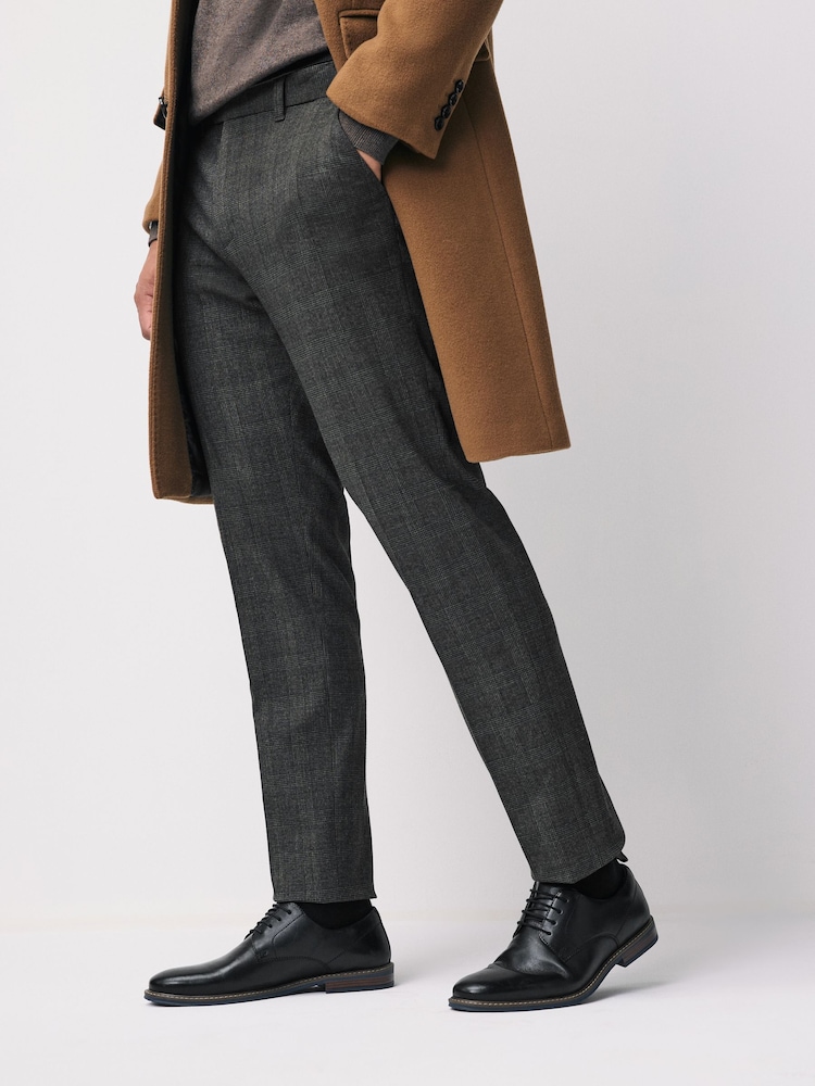 Black Wide Fit Derby Shoes with Navy Contrast Sole - Image 1 of 5