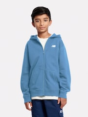 Azul - New Balance French Terry Small Logo Full Zip Hoodie - Imagen 1 de 6