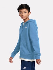 Azul - New Balance French Terry Small Logo Full Zip Hoodie - Imagen 2 de 6