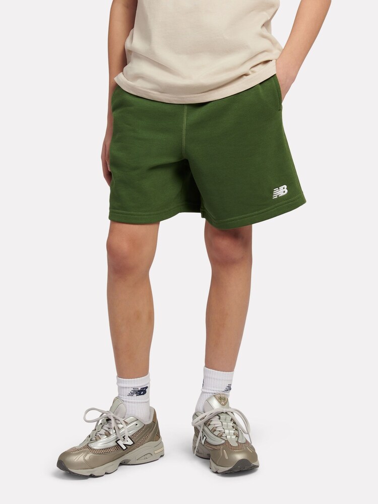 New Balance Green French Terry Small Logo Shorts - Image 1 of 8