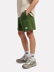 New Balance Green French Terry Small Logo Shorts - Image 2 of 8