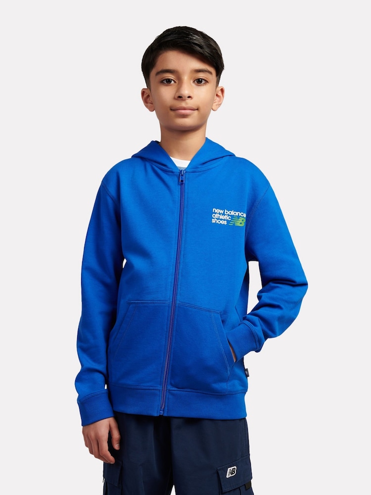 New Balance Blue Athletics Relaxed Premium Full Zip Hoodie - Image 1 of 8