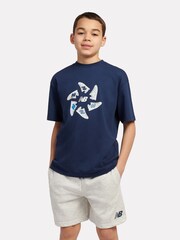 New Balance Blue 327 Circle Graphic T-Shirts and Shorts Set - Image 4 of 11