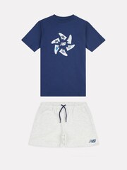 New Balance Blue 327 Circle Graphic T-Shirts and Shorts Set - Image 7 of 11