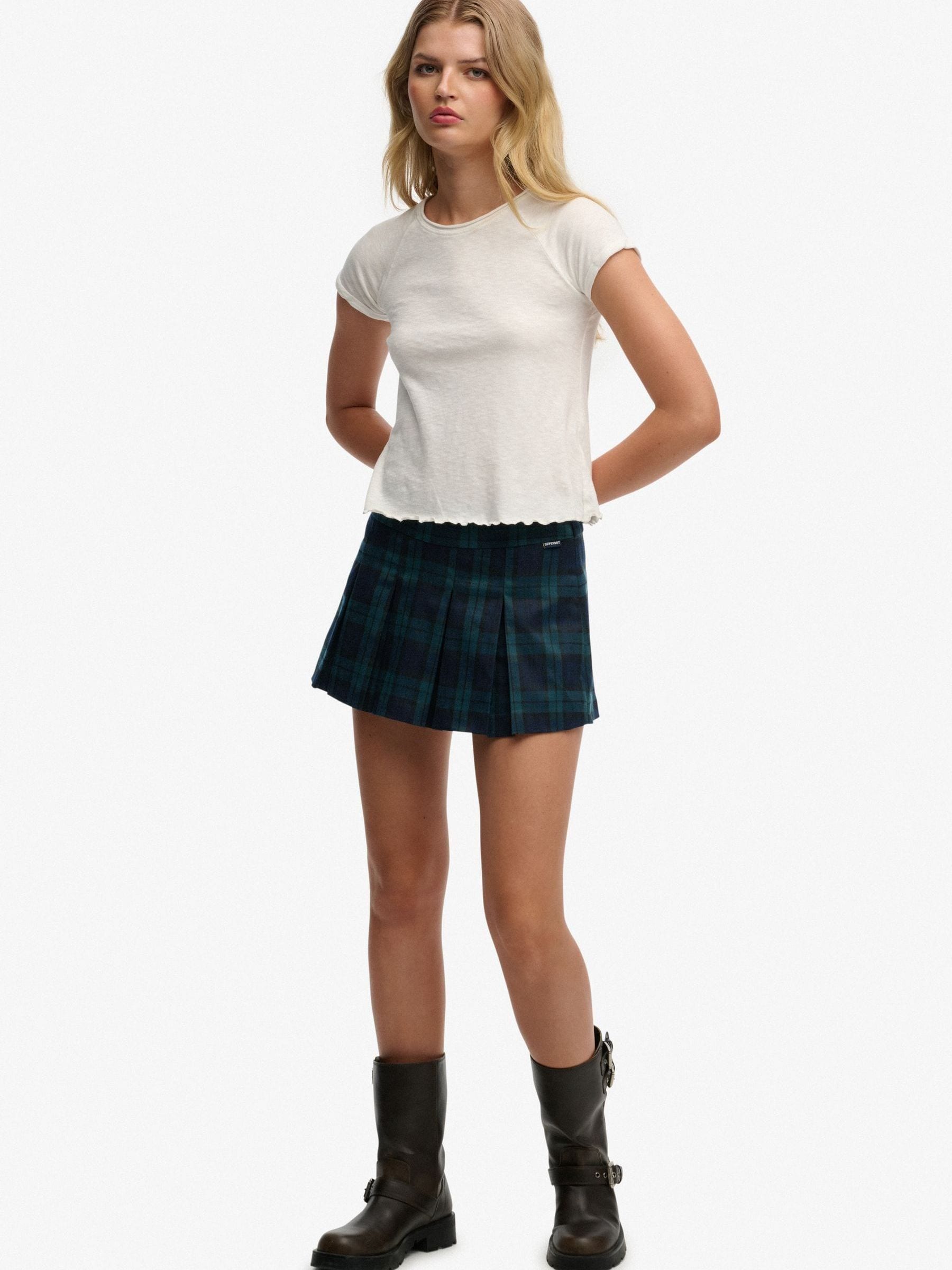 Superdry Women's Blue Mini Skirt Pleated Woman - Image 2