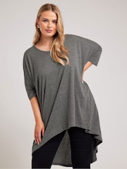 Yours Curve Grey Dipped Hem Longline Tunic - Image 1 of 5