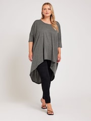 Yours Curve Grey Dipped Hem Longline Tunic - Image 2 of 5