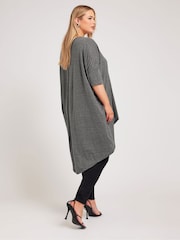 Yours Curve Grey Dipped Hem Longline Tunic - Image 3 of 5