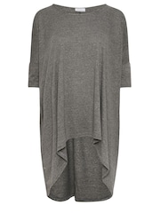 Yours Curve Grey Dipped Hem Longline Tunic - Image 5 of 5