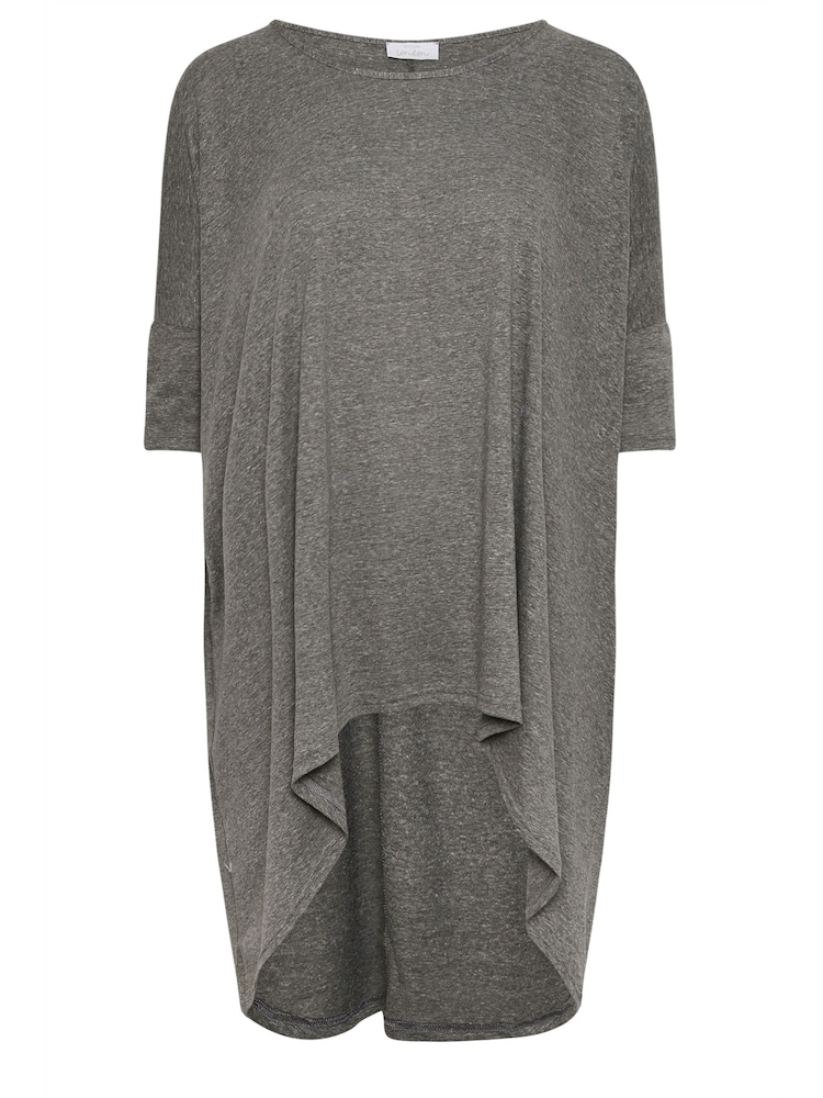 Yours Curve Grey Dipped Hem Longline Tunic - Image 5 of 5