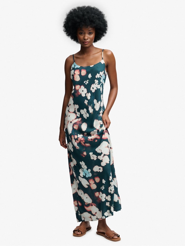 Superdry Black Printed Maxi Slip Dress - Image 3 of 3