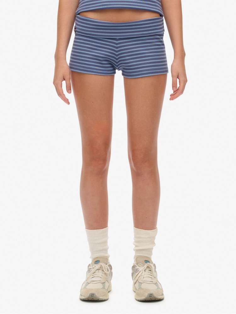 Superdry Blue Athletic Essential Fold Over Shorts - Image 1 of 7