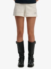 Superdry Cream Athletic Essential Jersey Script Shorts - Image 1 of 7