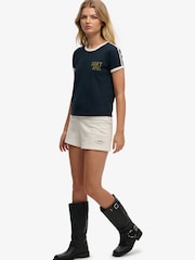 Superdry Cream Athletic Essential Jersey Script Shorts - Image 5 of 7