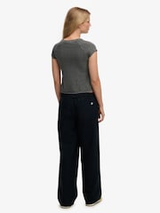 Superdry Blue Cotton Linen Elastic Trousers - Image 5 of 6