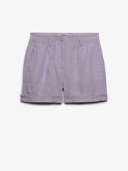 Superdry Purple Mid Rise Linen Shorts - Image 1 of 1