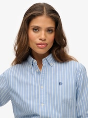 Superdry Blue Broker Stripe Slim Oxford Bd Long Sleeve Shirt - Image 4 of 6