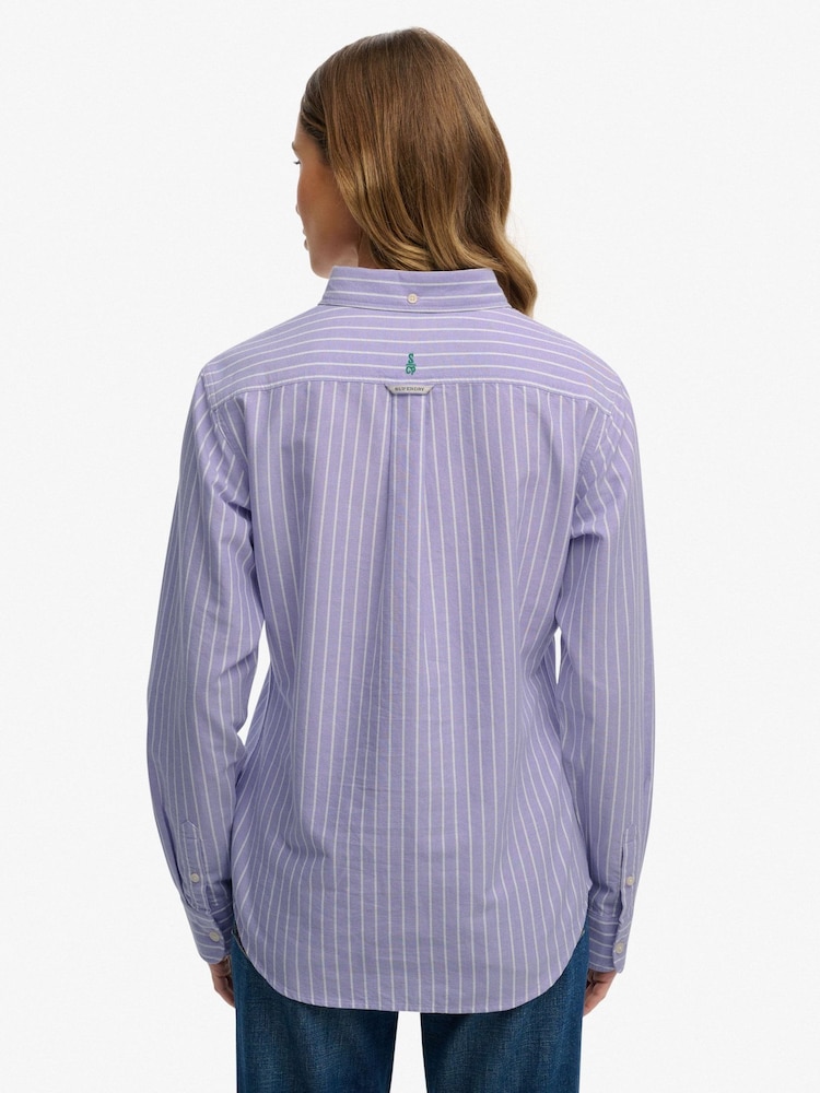 Superdry Purple Slim Oxford Long Sleeve Shirt - Image 2 of 7