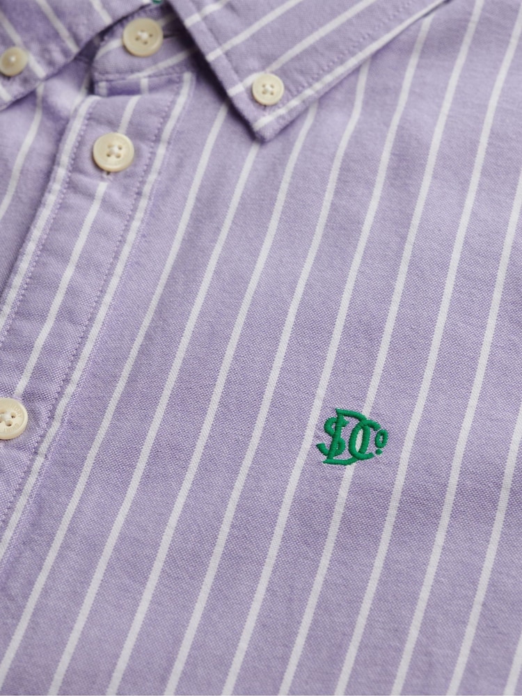 Superdry Purple Stripe Slim Oxford Long Sleeve Shirt - Image 8 of 8