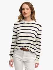 Superdry Cream Lightweight Essential Jumper - Image 1 of 6