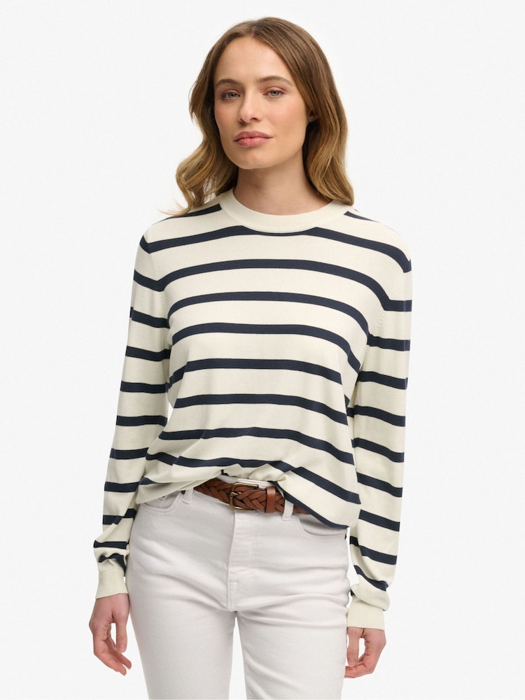 Superdry Cream Lightweight Essential Jumper - Image 1 of 6