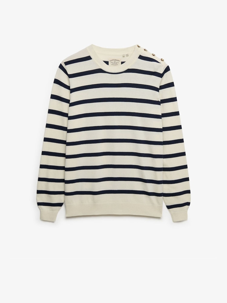 Superdry Cream Lightweight Essential Jumper - Image 6 of 6