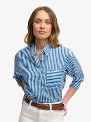 Superdry Blue Poplin Relaxed Long Sleeve Shirt - Image 1 of 7