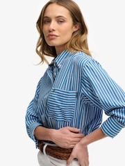 Superdry Blue Poplin Relaxed Long Sleeve Shirt - Image 4 of 7