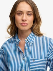 Superdry Blue Poplin Relaxed Long Sleeve Shirt - Image 5 of 7