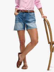 Superdry Blue Mid Rise Denim Shorts - Image 3 of 6