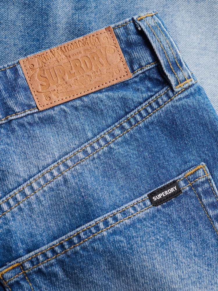 Superdry Blue Mid Rise Denim Shorts - Image 6 of 6