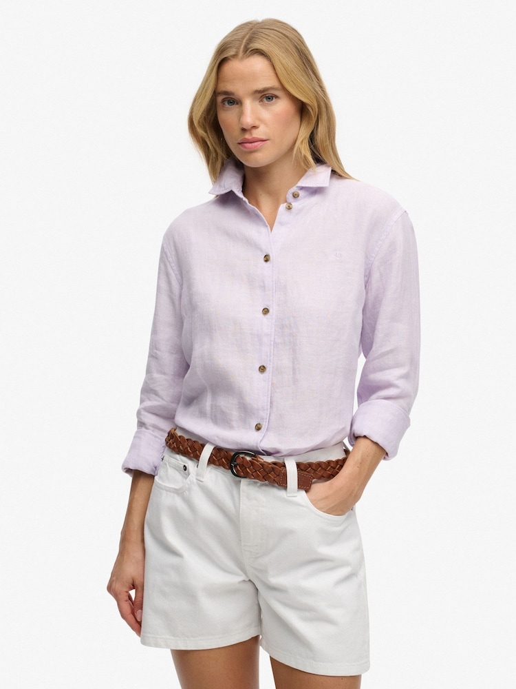 Фіолетовий - Superdry Premium Boyfriend Shirt - Image 1 of 7